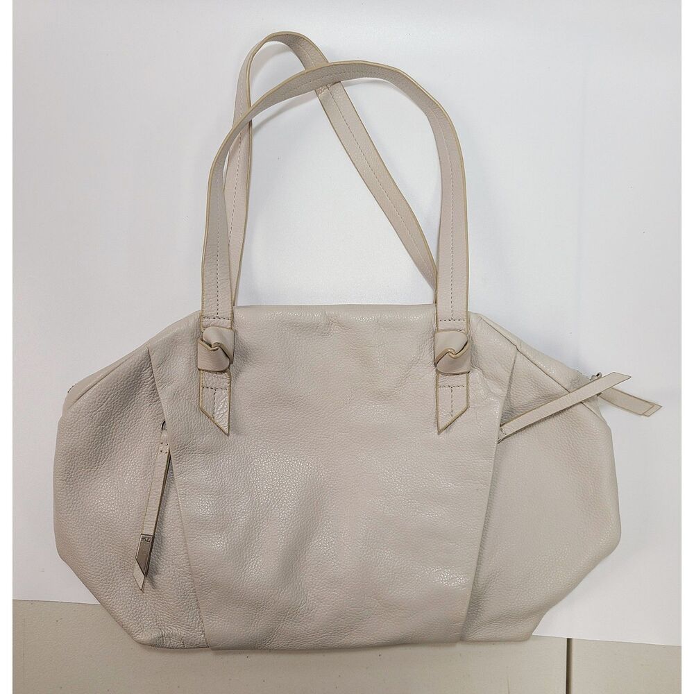 Foley + Corinna White and Grey Colorblock Tote Shoulder Bag Leather